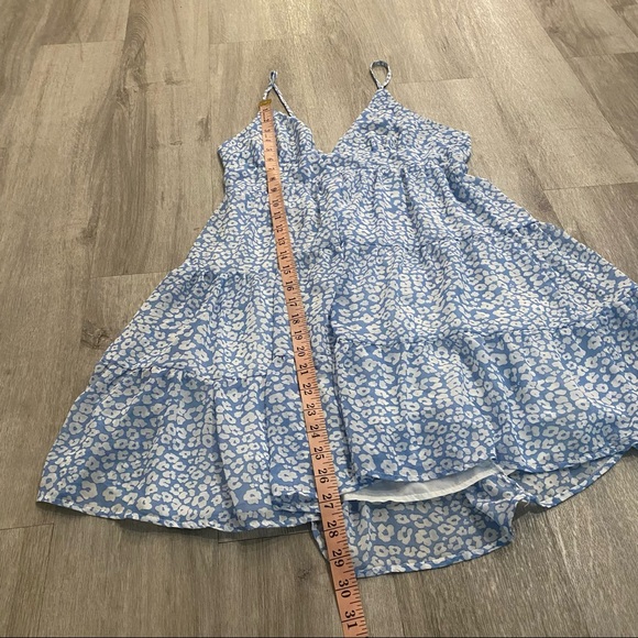 Blue and white leopard print spring / summer dress adjustable spaghetti strap - Picture 7 of 7